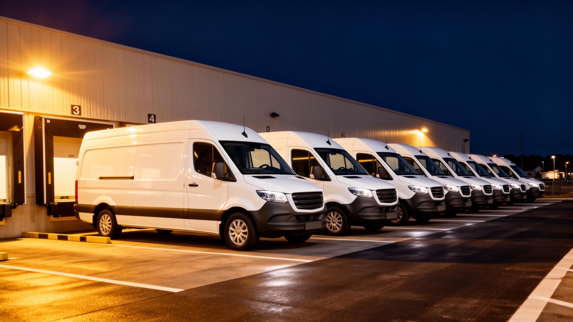 Modern fleet at logistics distribution dock